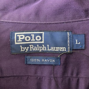 POLO by RALPH LAUREN purple rayon open collar shirt