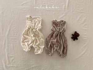 【valu bebe】ソフトパイル地リブオールインワン クリーム 70〜80cm