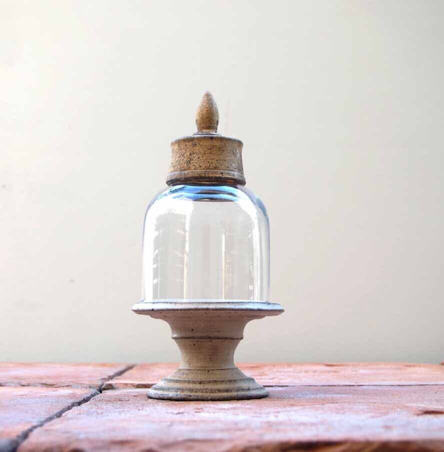 KS# 古角志奈帆（陶） コンポート（高台皿）（小）用 ガラスドーム（蓋