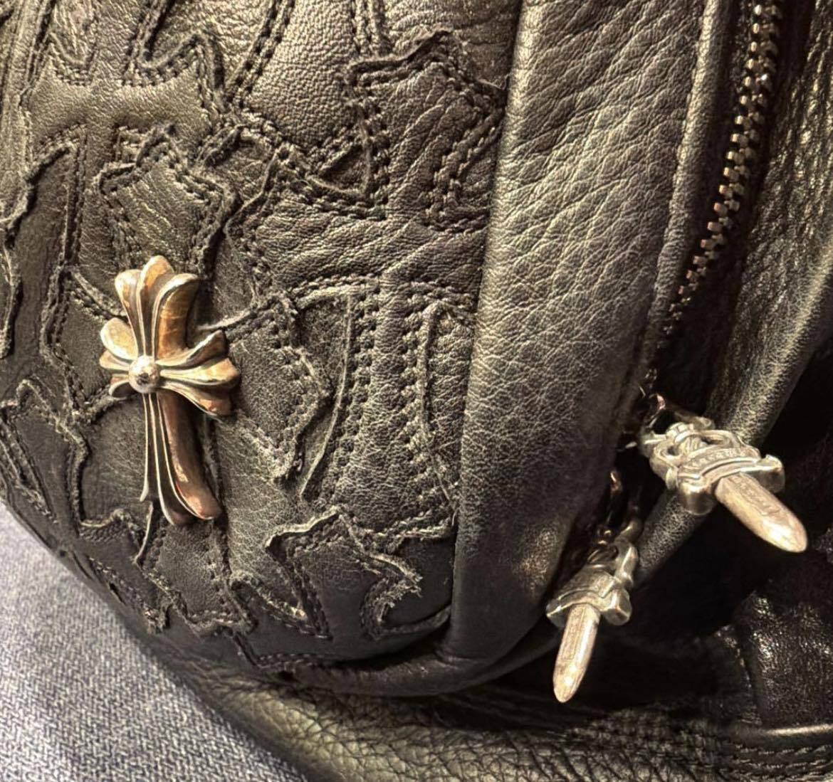 CHROME HEARTS クロムハーツ 7th Grade Cemetery クロスレザーバック