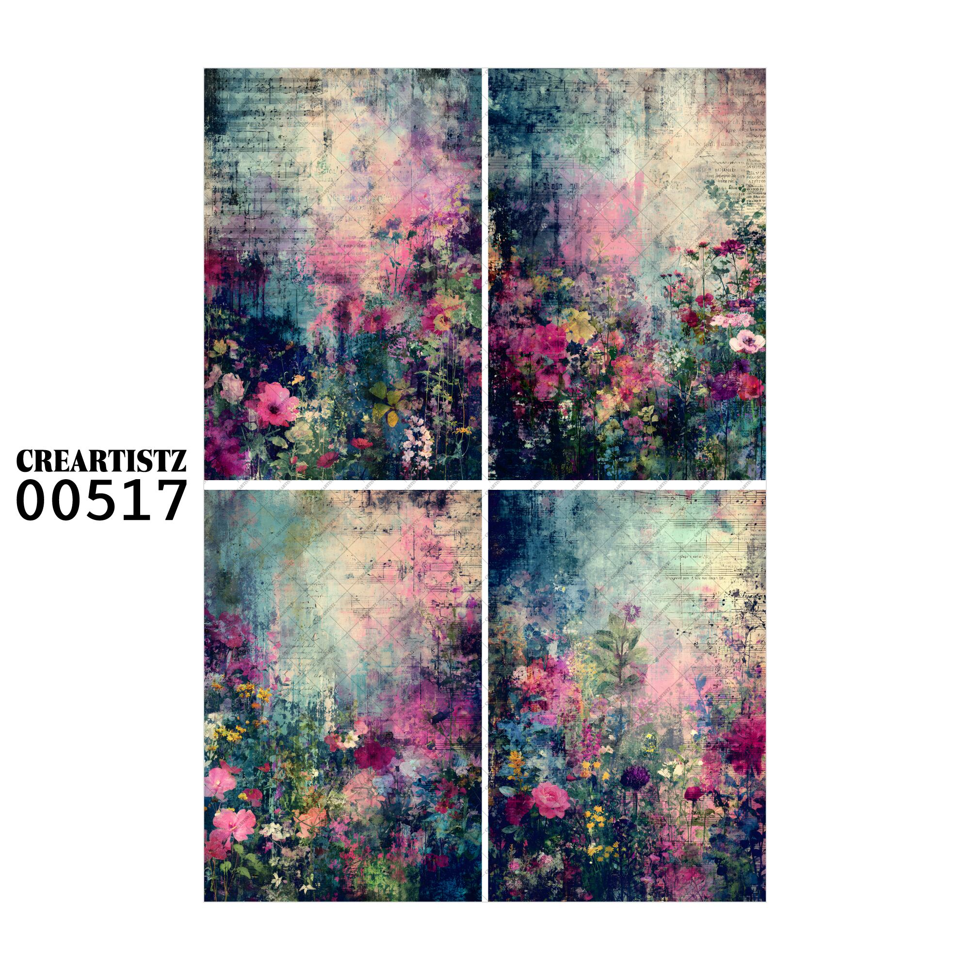 00517 背景 コラージュ素材 オリジナル 12枚セット (4種類×3枚) ペーパー/ステッカー CREARTISTZ