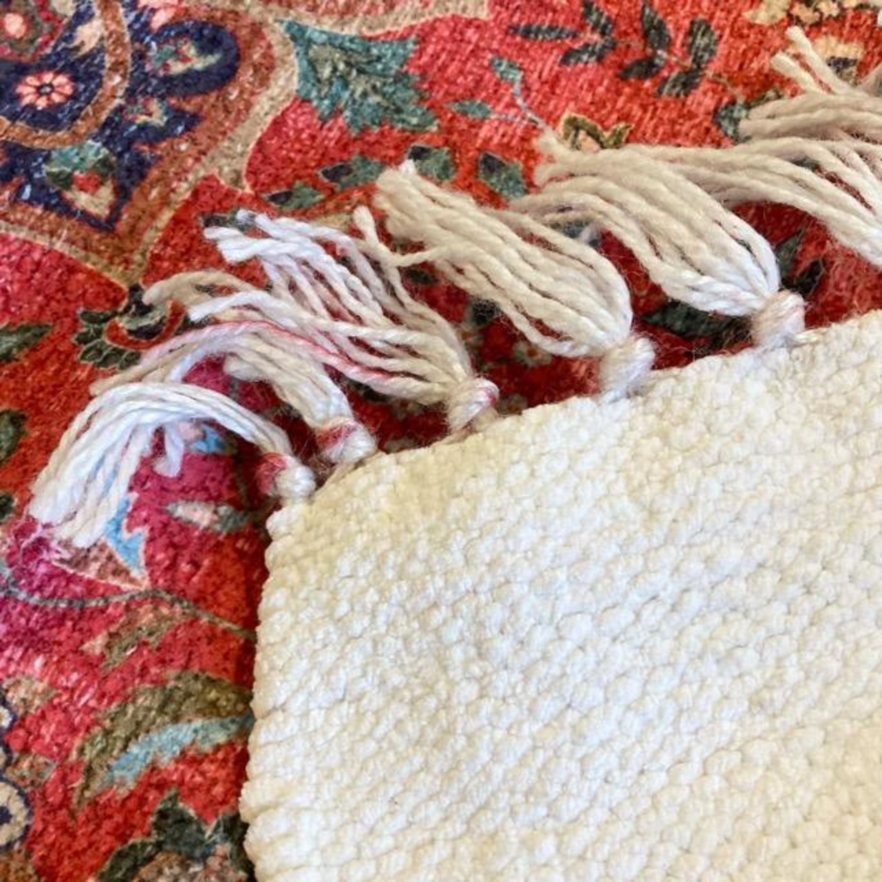 TOPANGA Homefurnishing　ペルシャプリントフロアラグマット　テヘラン　80×140cm　フロアマット　ペルシャ絨毯　ポリエステル　二人掛けソファ　ベッドサイド