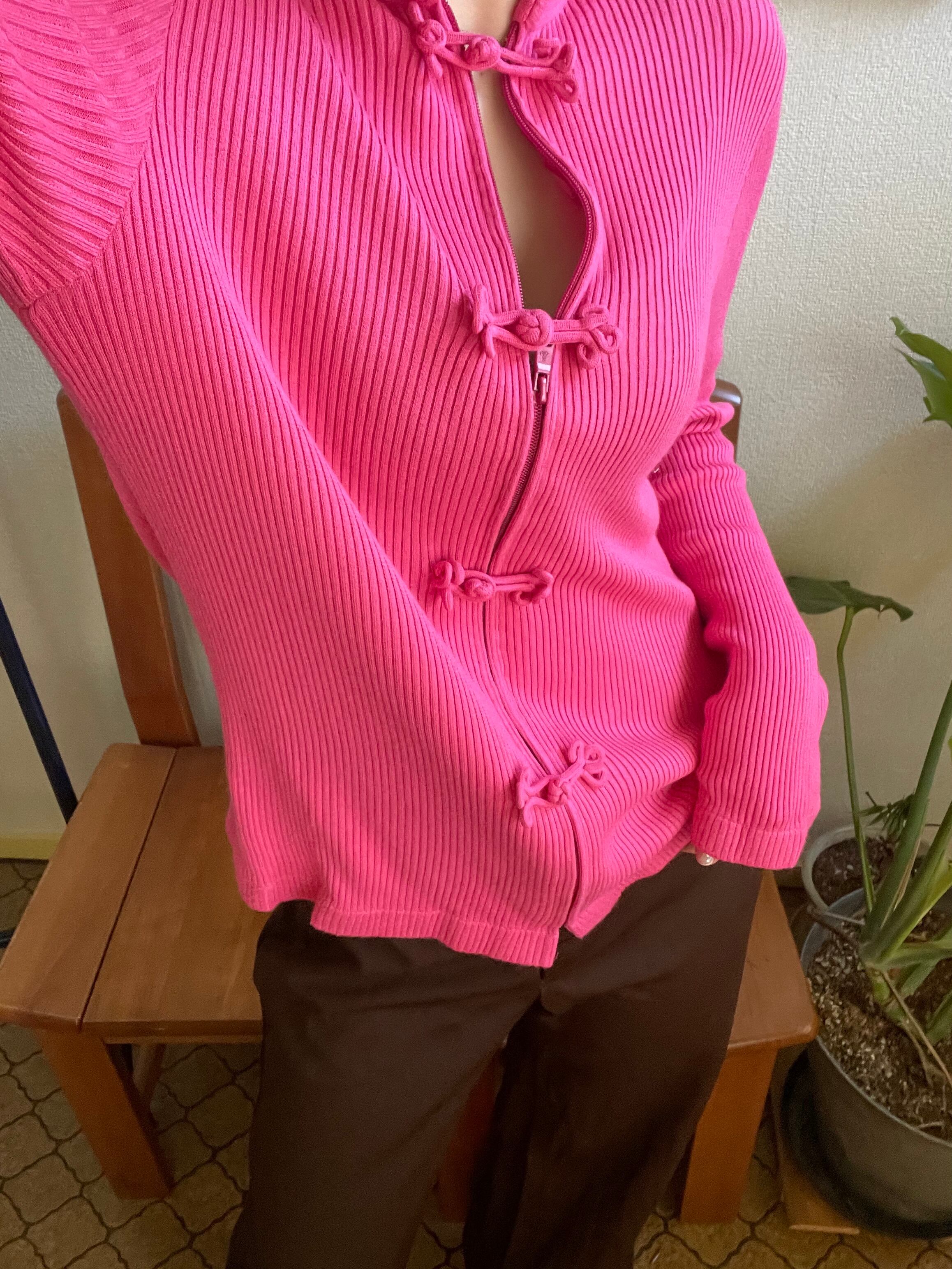 00s～Front zip china rib top