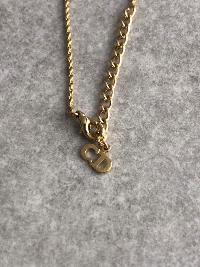 Christian Dior クリスチャン ディオール ネックレス ゴールド CDロゴ ストーン vintage ヴィンテージ オールド kwgpwu