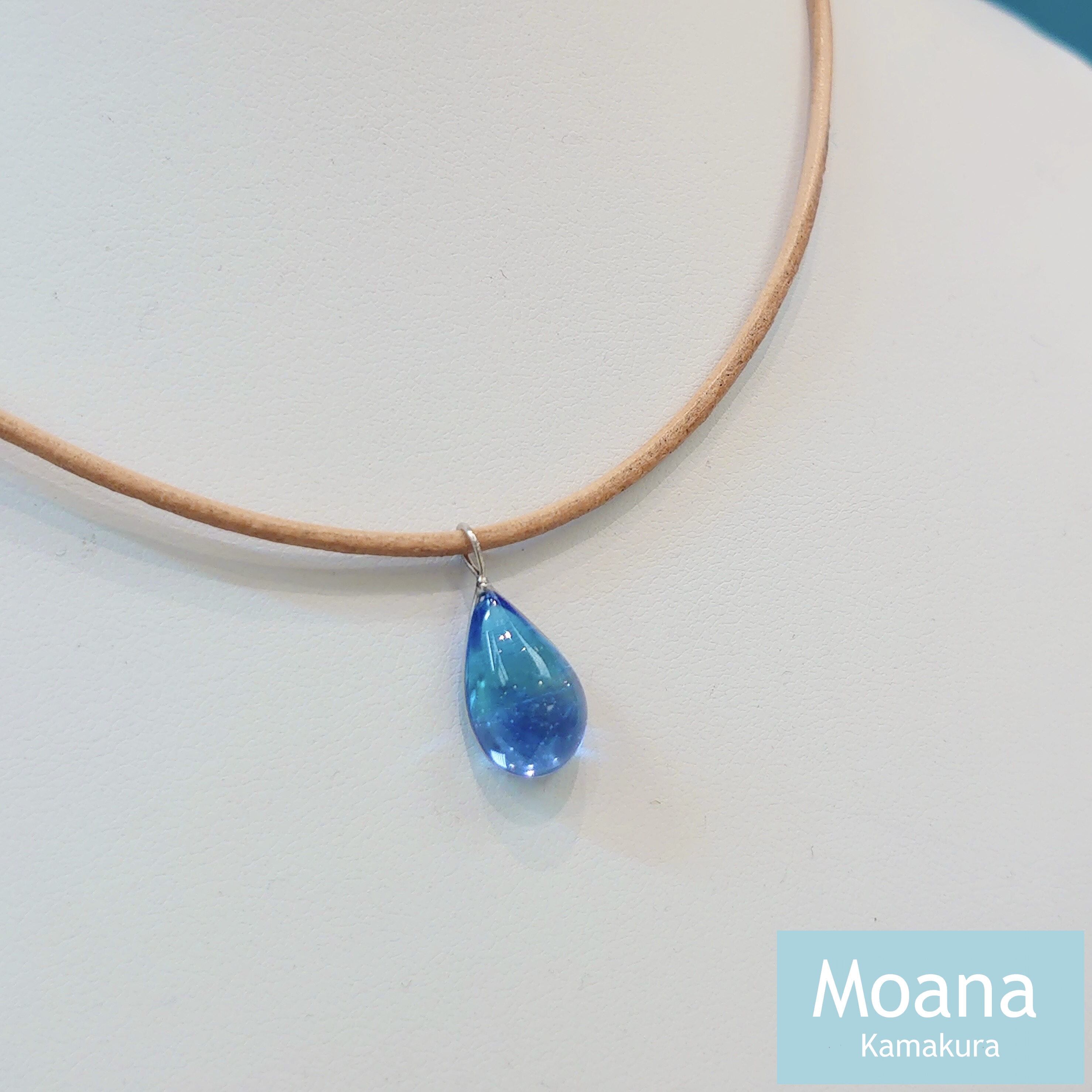 ドロップチョーカー(Natural Brown ) Crystal Aqua Blue | 鎌倉・小町