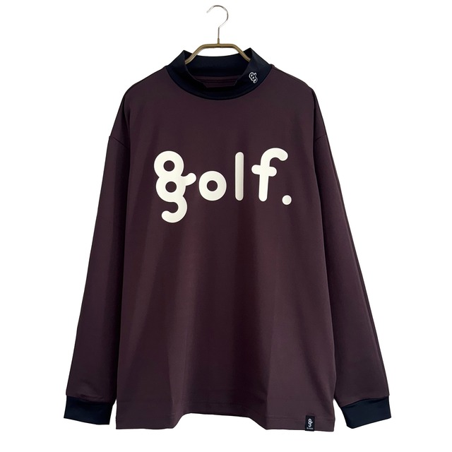 LOGO PRINT MOCK NECK L/S TEE -BROWN / BLACK-