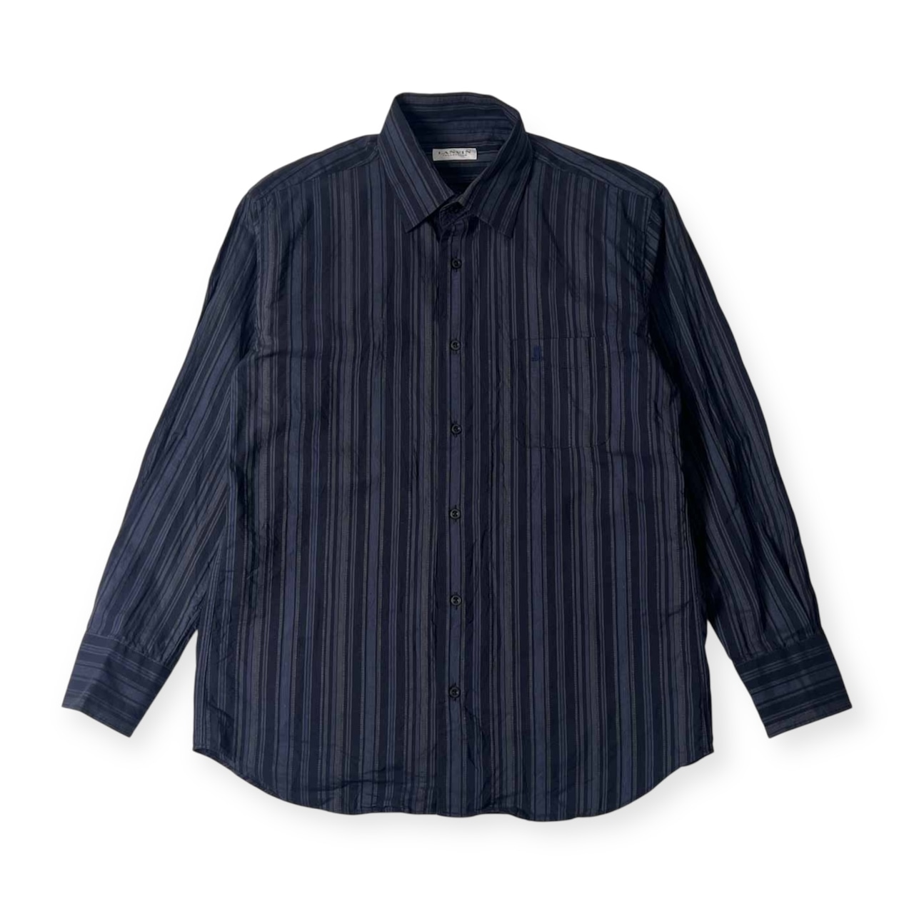 LANVIN COLLECTION ランバン ストライプ 長袖シャツ M/ダークグレー系 メンズ