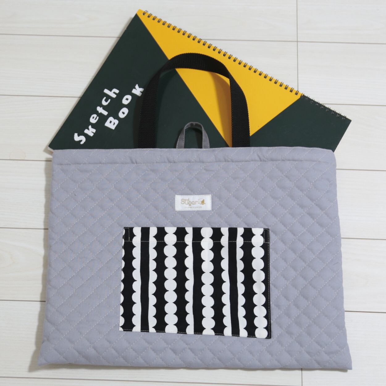 キルティングレッスンバッグ サークルライン 手提げ 絵本バッグ お稽古