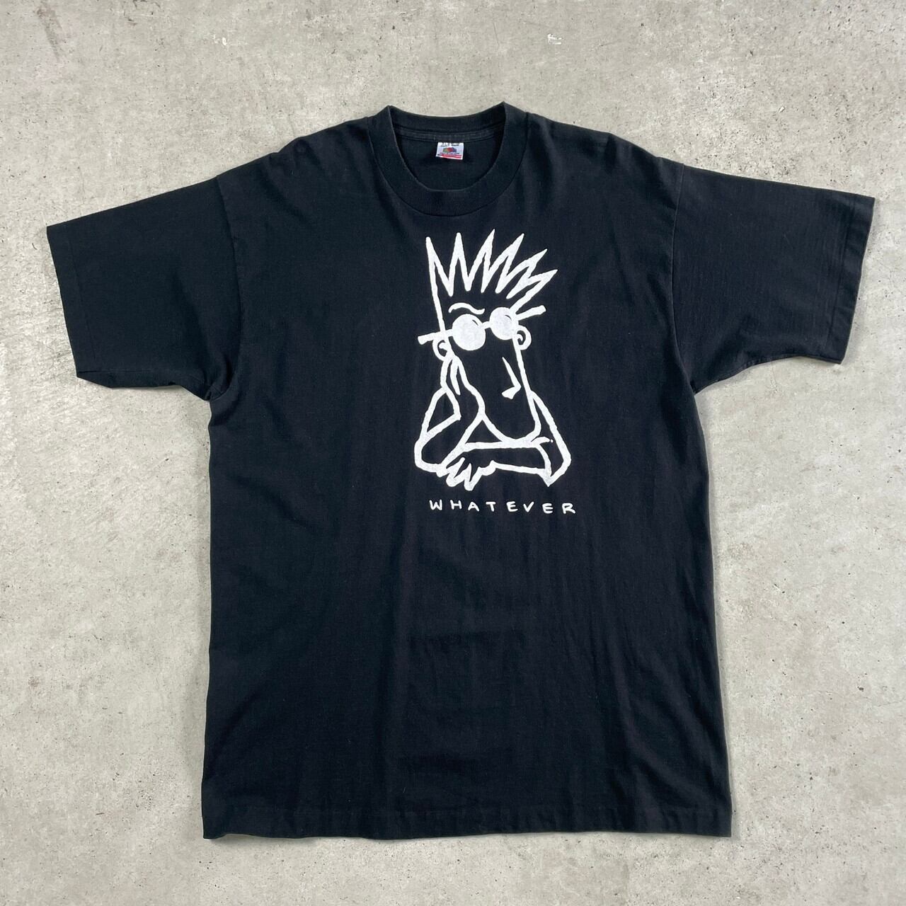 90年代 USA製 WHATEVER キャラクター メッセージ プリントTシャツ 