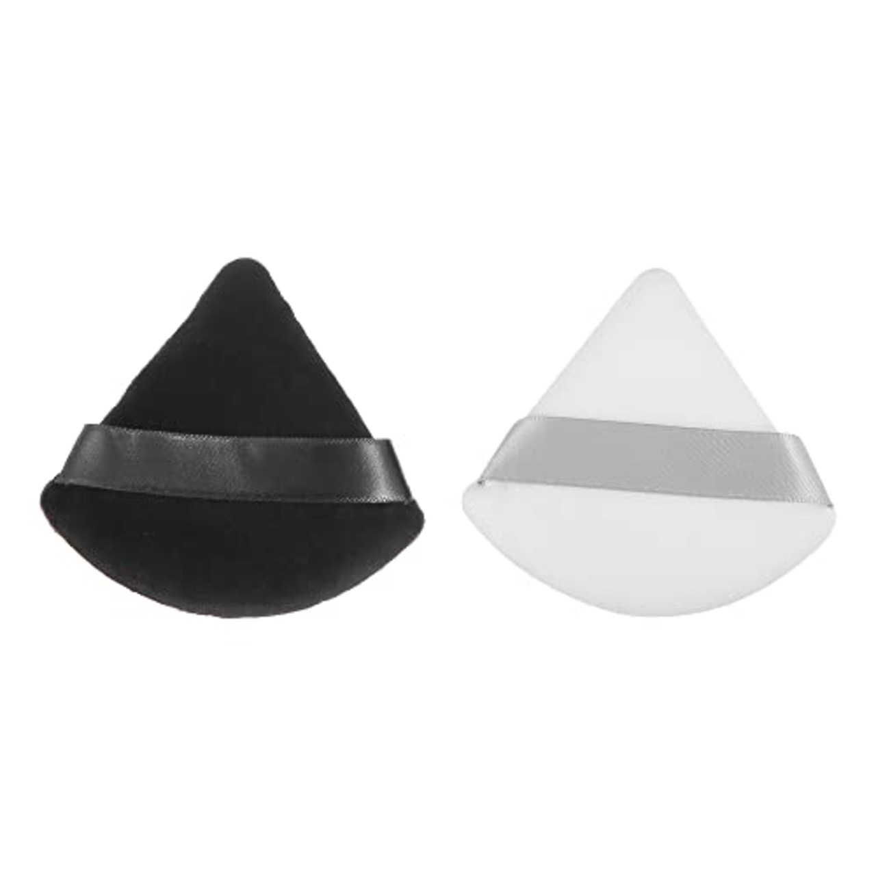 VOCOSTE ルースパウダーパフ フェイス ソフト トライアングルパフ ブレンダー 美容 メイクツール ショート ぬいぐるみ 2個 ブラック、ホワイト