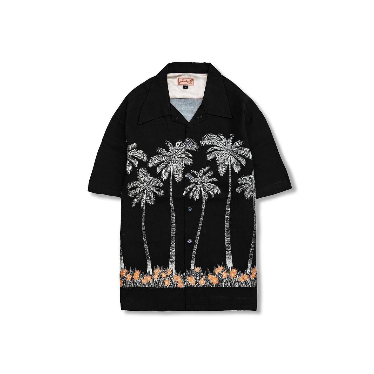 DRESS HIPPY/PALM TREE S/S HAWAIIAN SHIRT (BLACK)