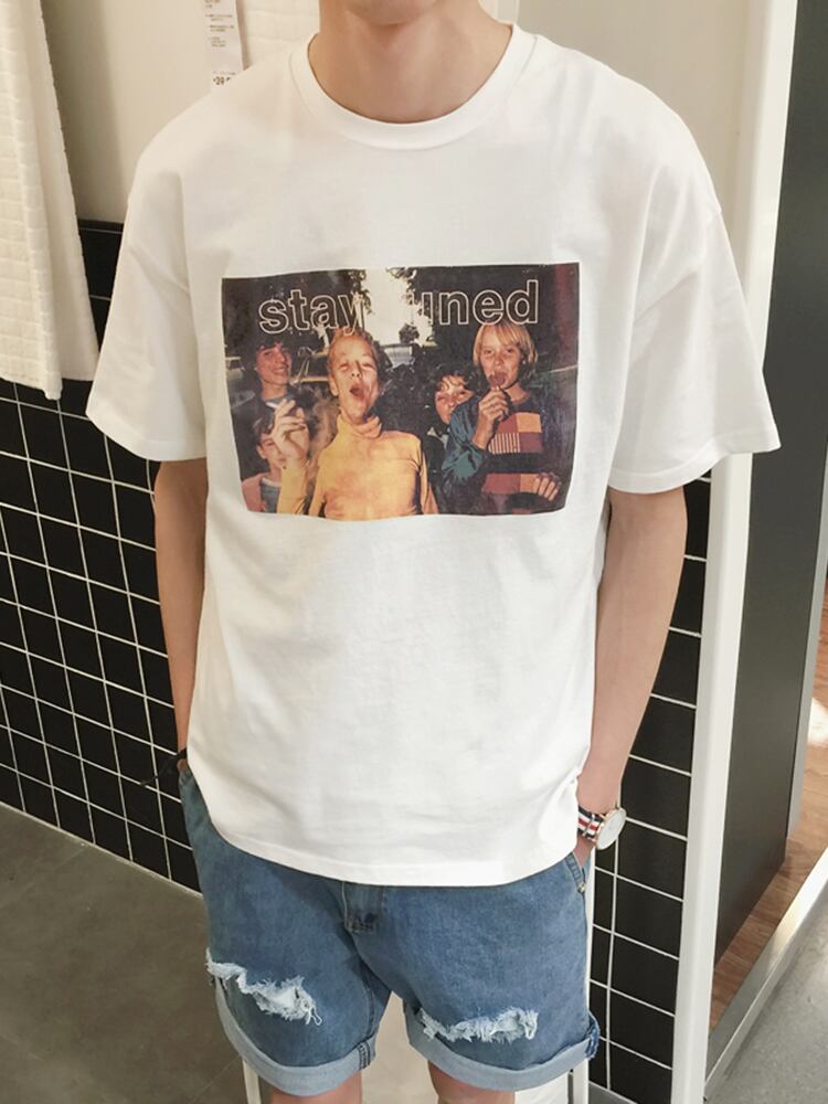 全2色 Tシャツ カットソー プリント カジュアル シンプル