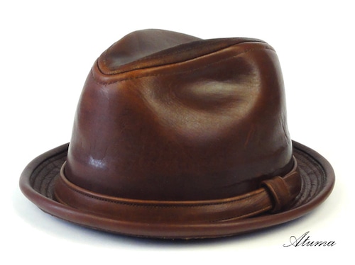 NewYorkHat・ニューヨークハット #9290 / Vintage Leather Fedora （BRANDYブラウン） [レザーハット]