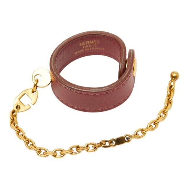 エルメス ノマド グローブホルダー ワインレッド レザー レディース HERMES 【中古】