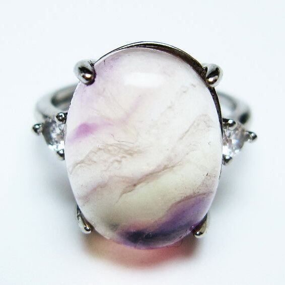 フローライト リング 蛍石 指輪 フリーサイズ 17号 一点物 メール便可 [M便 1/20] 115-7083