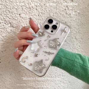Galaxy S25 Ultra/S25+/S24ケース クリア 立体 星柄 ギャラクシーS23カバー ラメ入り キラキラ おしゃれ Galaxy S24 Ultraケース スター 可愛い 女子人気◎