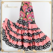 フラメンコ 衣装 ファルダ スカート 黒 ピンク 水玉 ドット 柄 模様 ダンス パーティ 発表会 花柄 フリル ペイズリー Leirena レイリーナ ブラック系 ピンク系 フリルスカート スカートコーデ おしゃれ かわいい 衣装用スカート パーティー衣装 発表会衣装 ダンス衣装 カラフル ステージ衣装 デザインスカート スカー