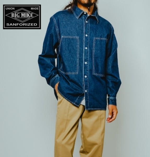 BIG MIKE ビッグマイク シャツ デニムシャツ 長袖 Denim Utility Long Sleeve Shirts ONE WASH 102615350
