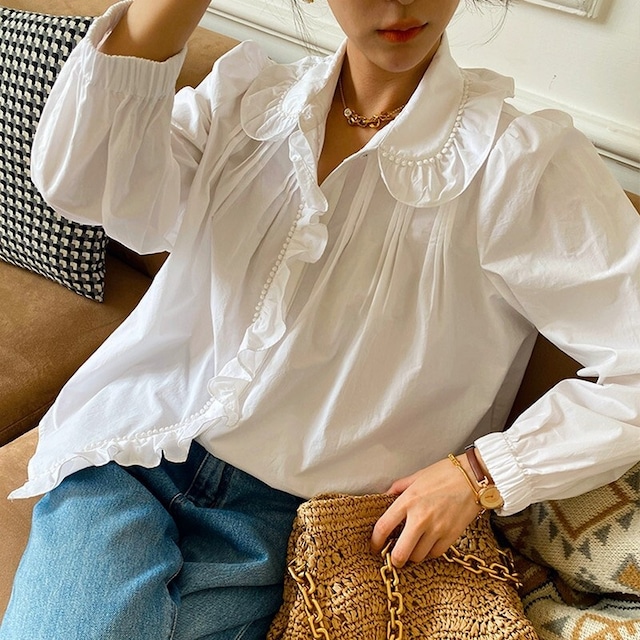 french ruffle collar blouse