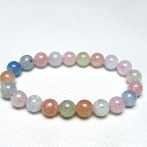 ミックスカラーベリル ブレスレット 9mm 一点物 メール便可 [M便 1/10] 111-48881