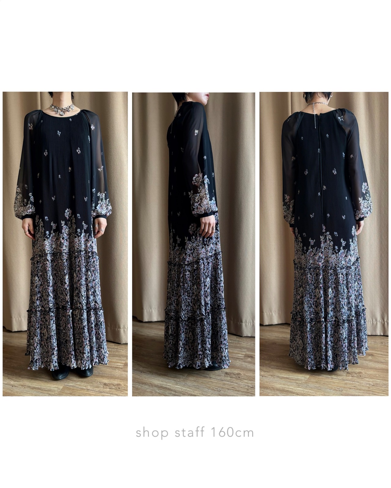 MADE IN JAPAN floral black sheer dress-5161-2
