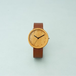 Cherry wood - Organic leather Dark Brown - L