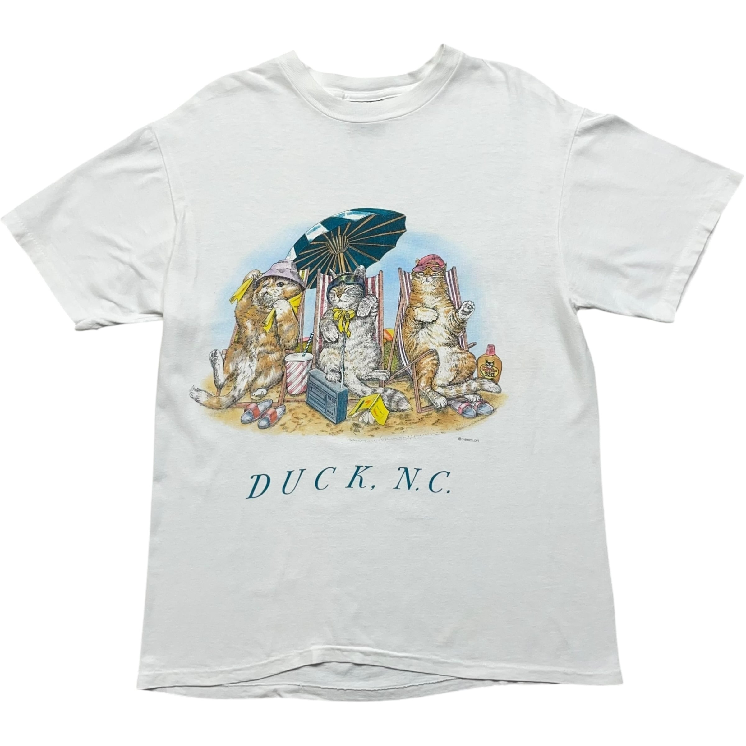 《M》 ONEITA オニータ Tシャツ 猫 両面プリント ホワイト USA製 90年代 vintage no.8196