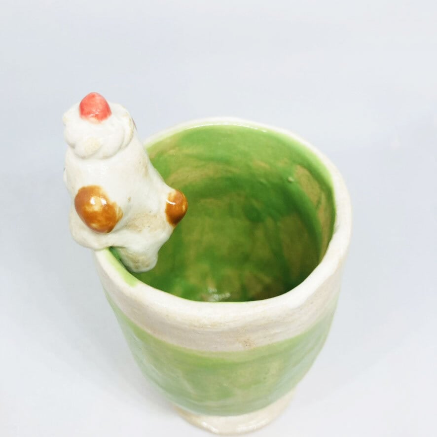 いぬのクリームソーダの花瓶/ すずきたまみ / 陶芸作品