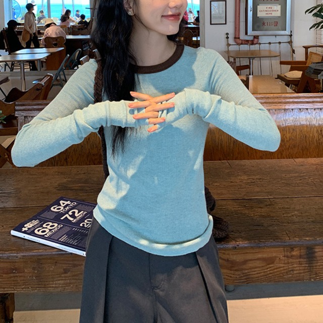 color-block knit cut and sew J00079