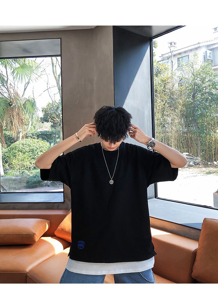 全3色 Tシャツ カットソー 重ね着風 カジュアル おしゃれ