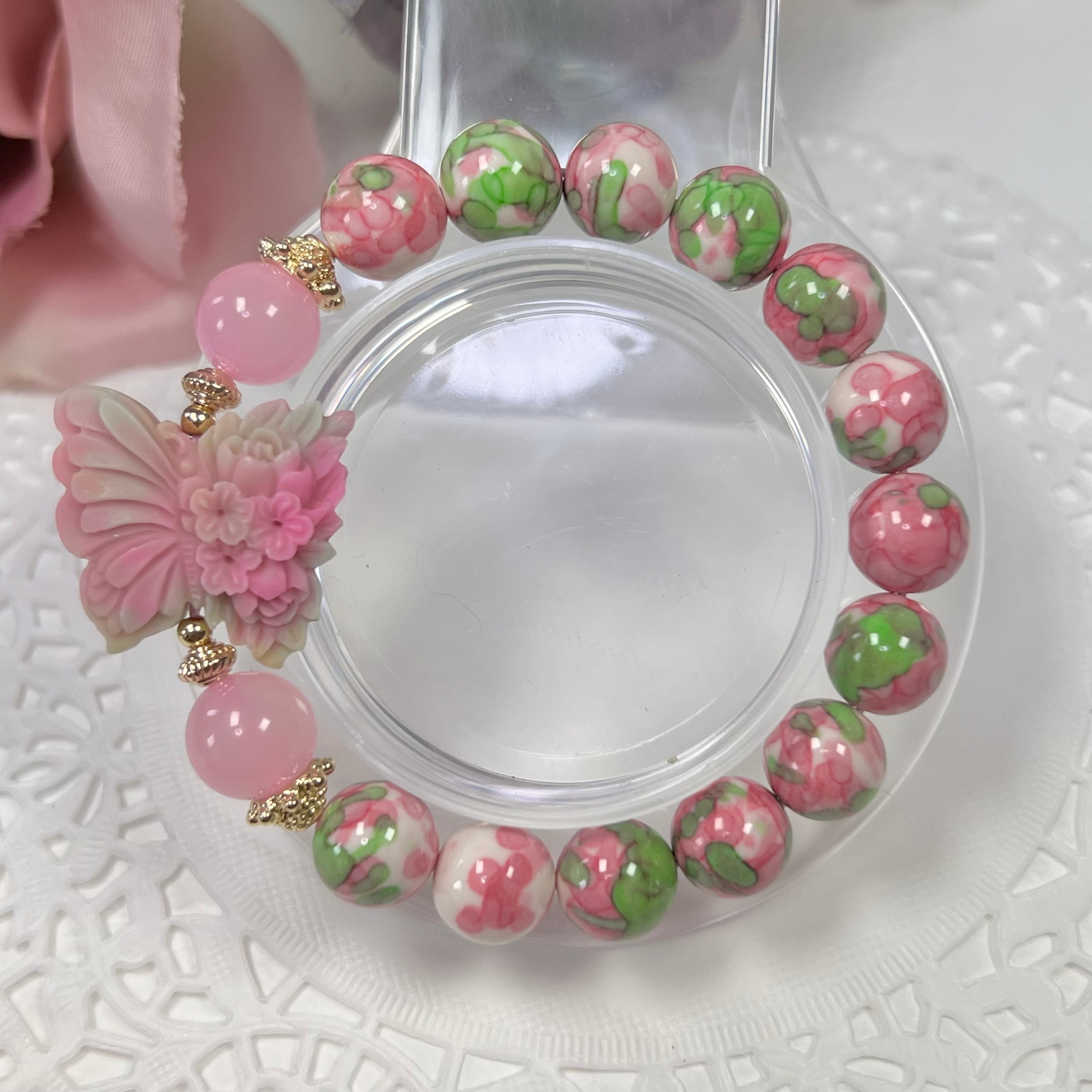 【人気 ❤︎塩源瑪瑙 蝶々 ブレスレット】天然石 パワーストーン