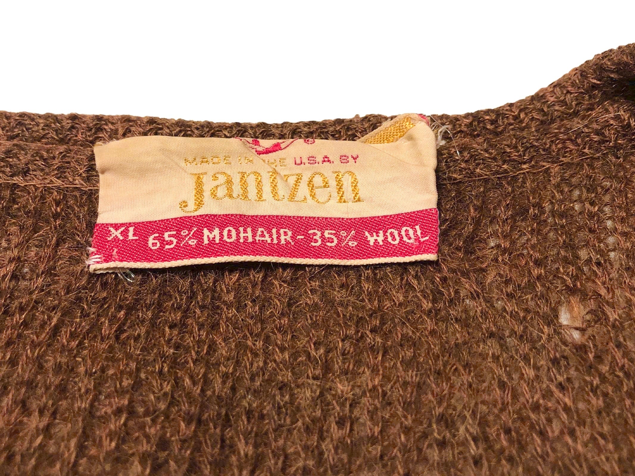60s JANTZEN モヘア カーディガン ニット ブラウン【XL】 ボロ 60s JANTZEN モヘア カーディガン ニット ブラウン【XL】 ボロ
