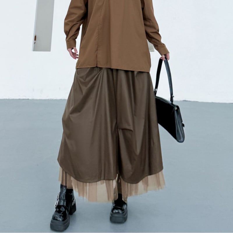 切替 アシンメトリー ミモレ丈 スカート 2color SK0322