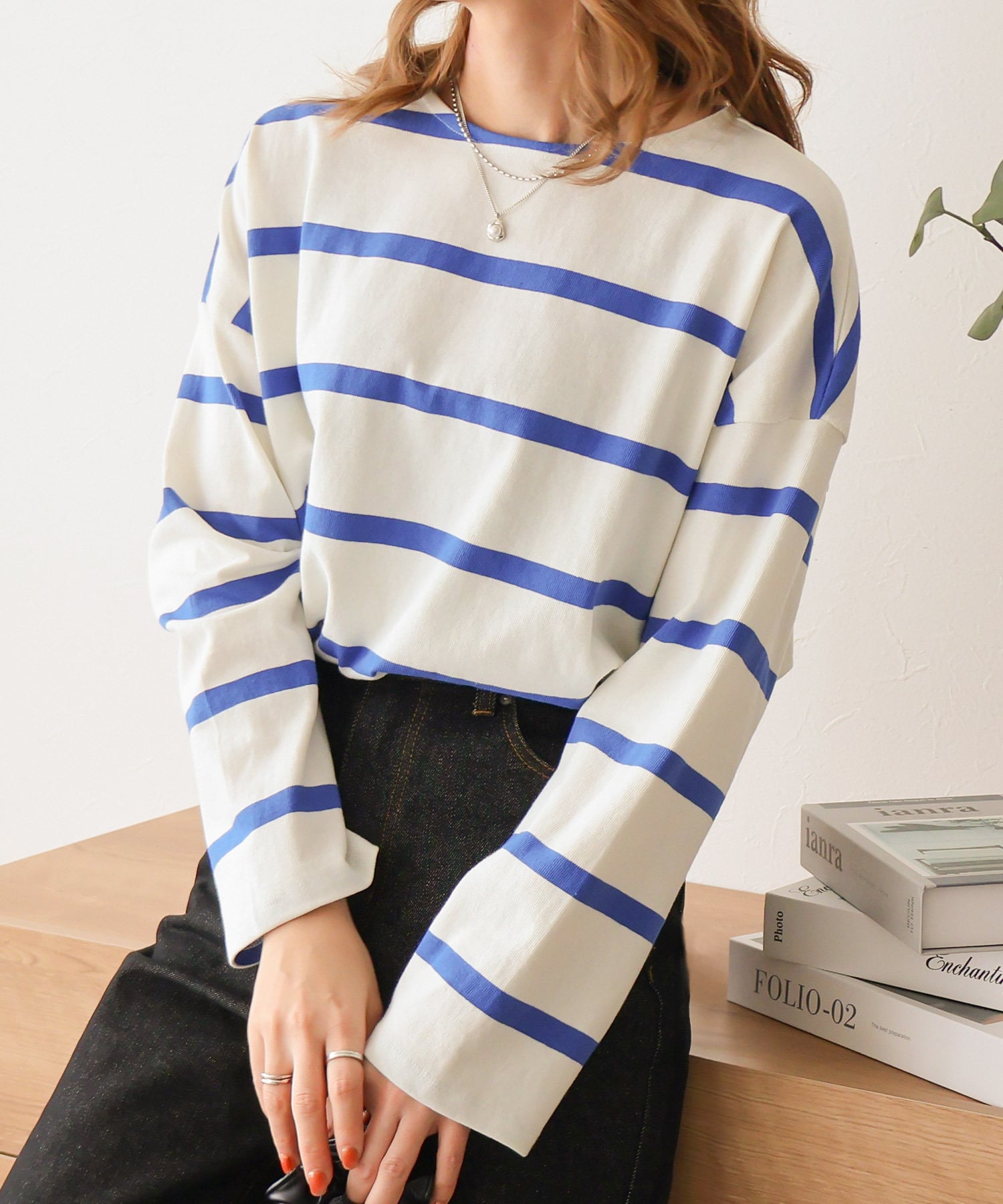 ワイドボーダーミドル丈ロンT