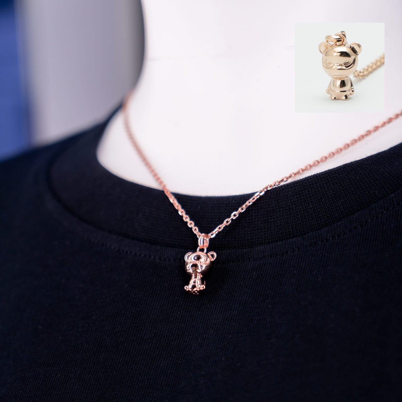 【HIPANDA ハイパンダ】HIPANDA×GARDEL UNISEX ネックレス  SILVER NECKLACE PINK GOLD COATING