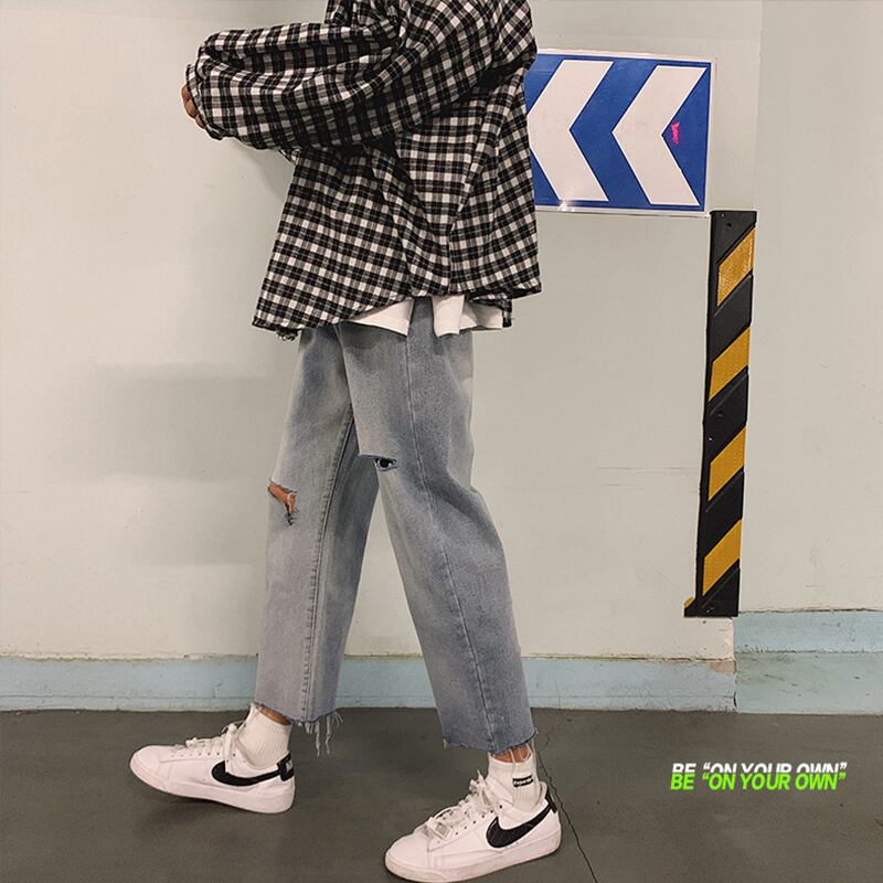 全1色 デニム パンツ ストレート カジュアル 無地 おしゃれ