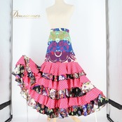 フラメンコ 衣装 ファルダ スカート ピンク 黒 ボランテ フリル 水玉 ドット 柄 模様 レイリーナ Leirena ピンク系 ブルー系 ブラック系 グリーン系 フレアスカート おしゃれ 可愛い ダンス衣装 コスチューム レトロ カラフル ボリューム感 フェミニン レディース