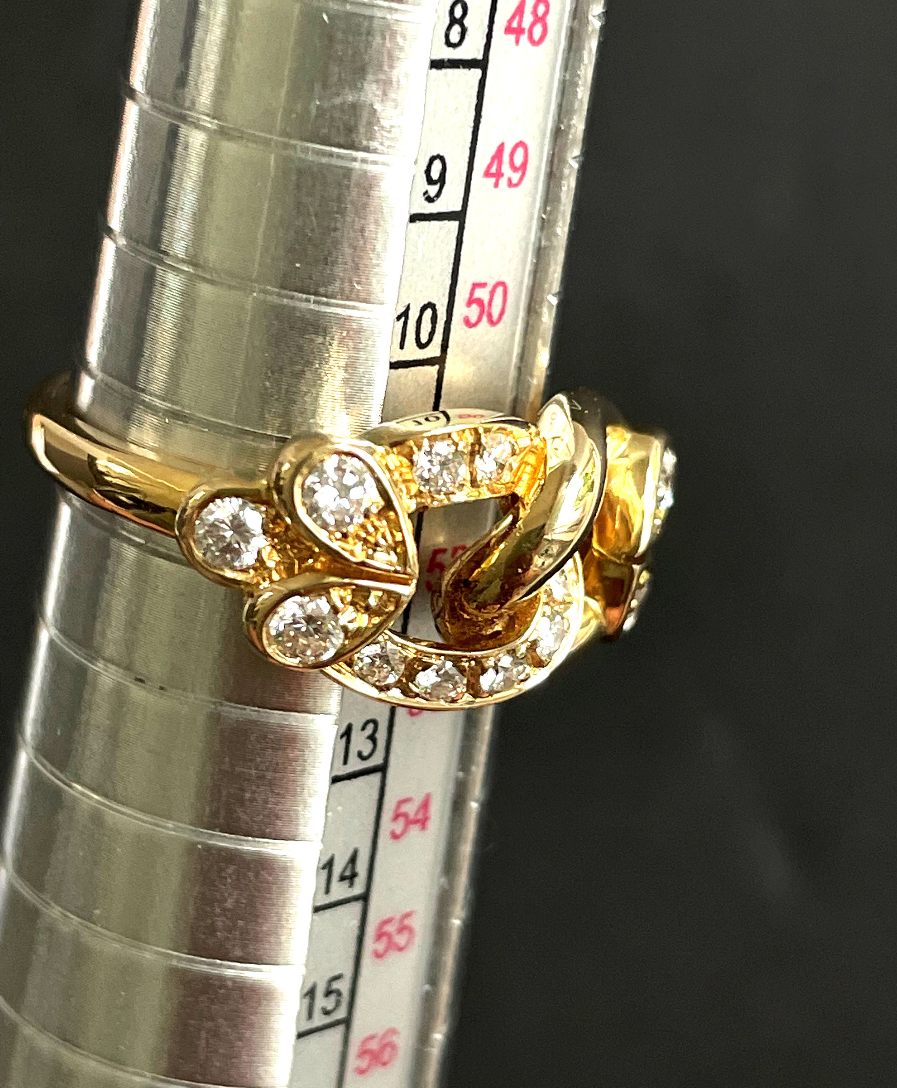 CHAUMET ショーメ K18YG 13P ダイヤモンド フラワー リーフ リング