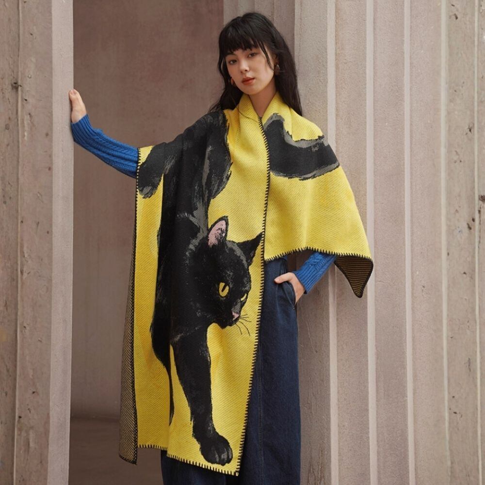 夜影を纏う黒猫ショール E00606 | EMMA GRAND