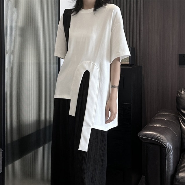 Cutout Drop Shoulder T-shirt 01133