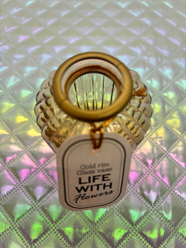 ゴールドリムグラスベースボトル