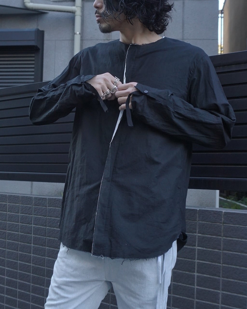 26SS[PRE] ご予約限定品 / LINEN RIBBON SHIRTS / BLK | ASKYY TOKYO