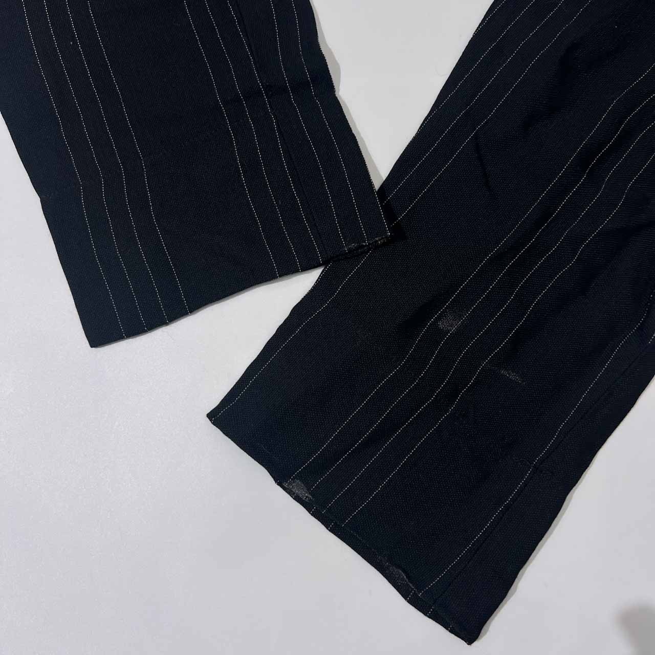 イタリア製 CORDIER コルディア ストライプ サマー スラックス パンツ 42 /黒 ブラック/レディース