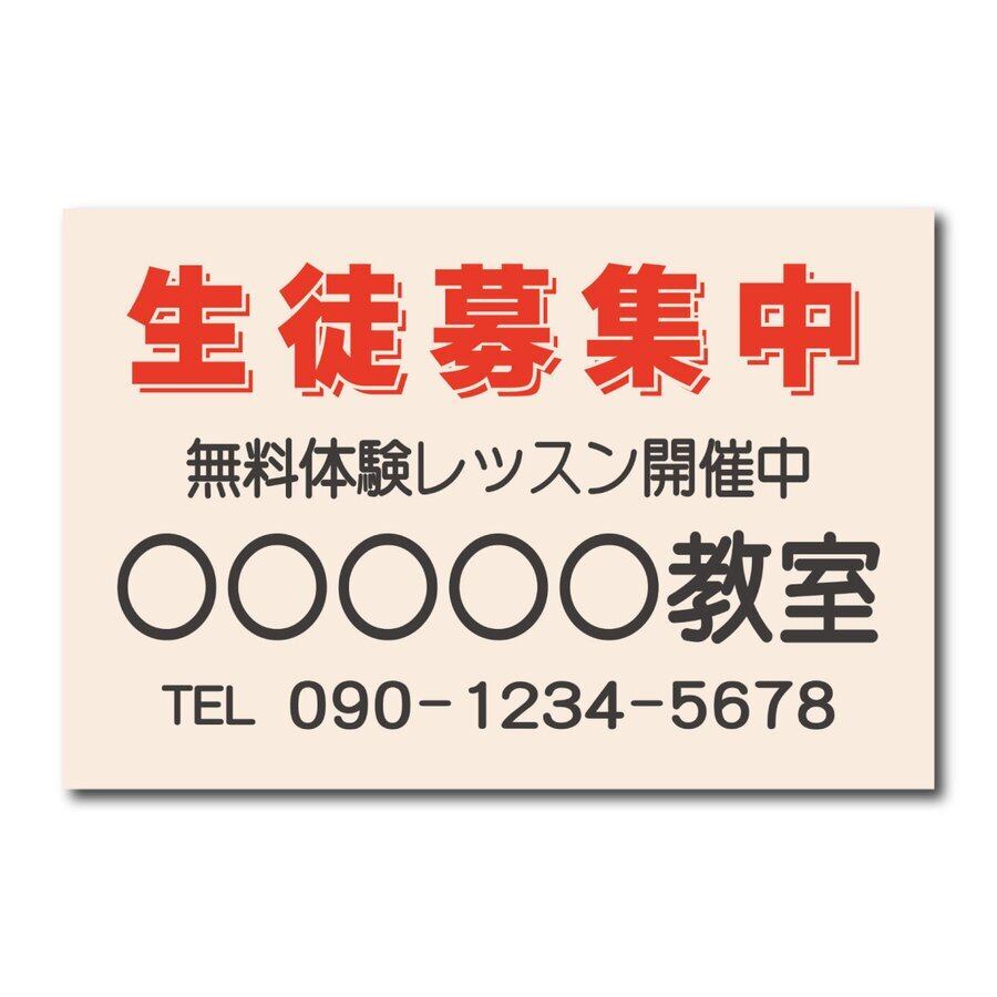 教室看板 生徒募集中看板 教室名自由記載 書体丸ゴシック プレート看板  アルミ複合板 穴あけ無料 屋外対応   sch0055