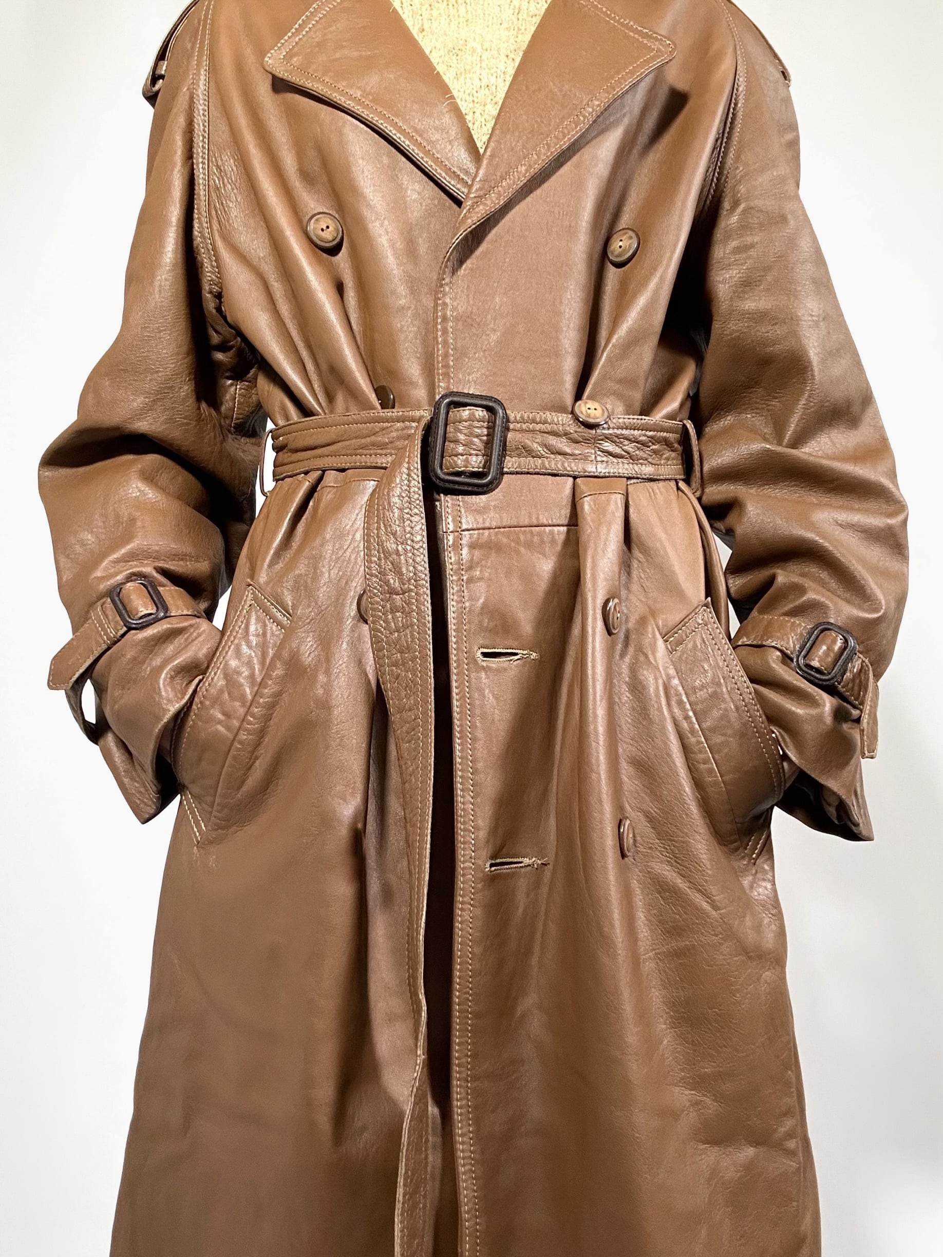 M.I.C CUIR】vintage long leather coat M.I.C CUIR フランス軍 レザー 