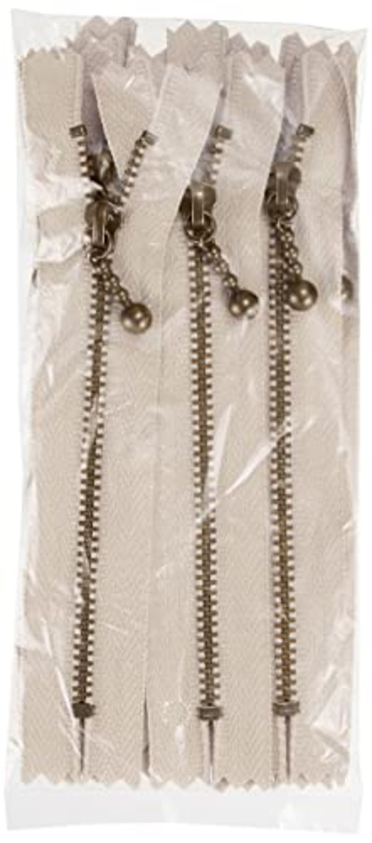 Y.K.K アンティークゴールド 玉付き ファスナー 止め 10本入 長さ12cm #572 濃いベージュ 3GKB-12