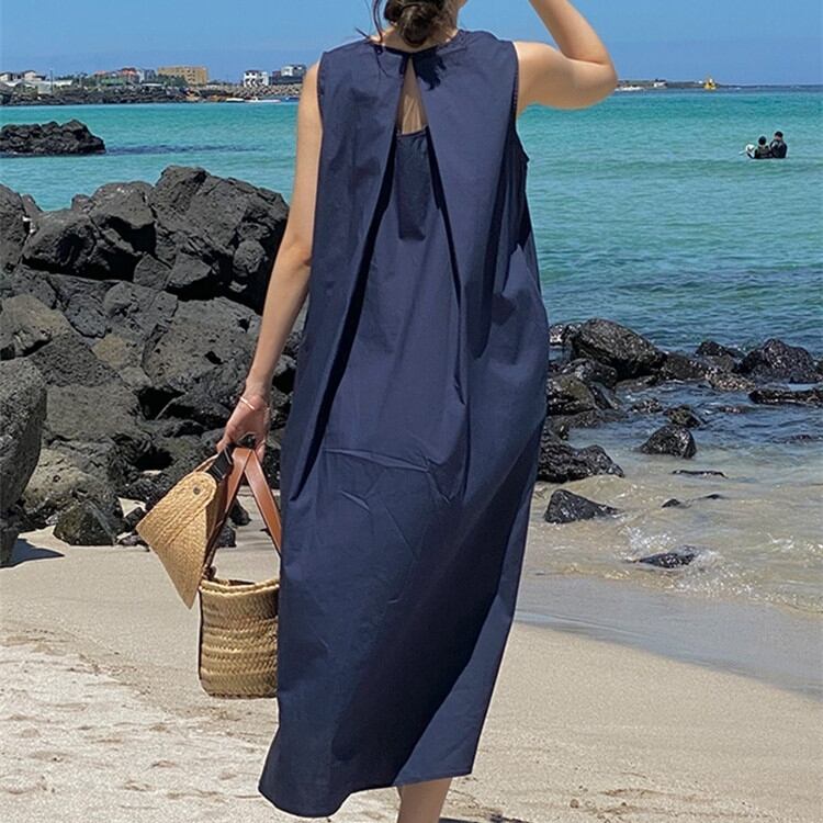 Sleeveless Back Open A-Line One Piece OP0284 | ＋BOTANI