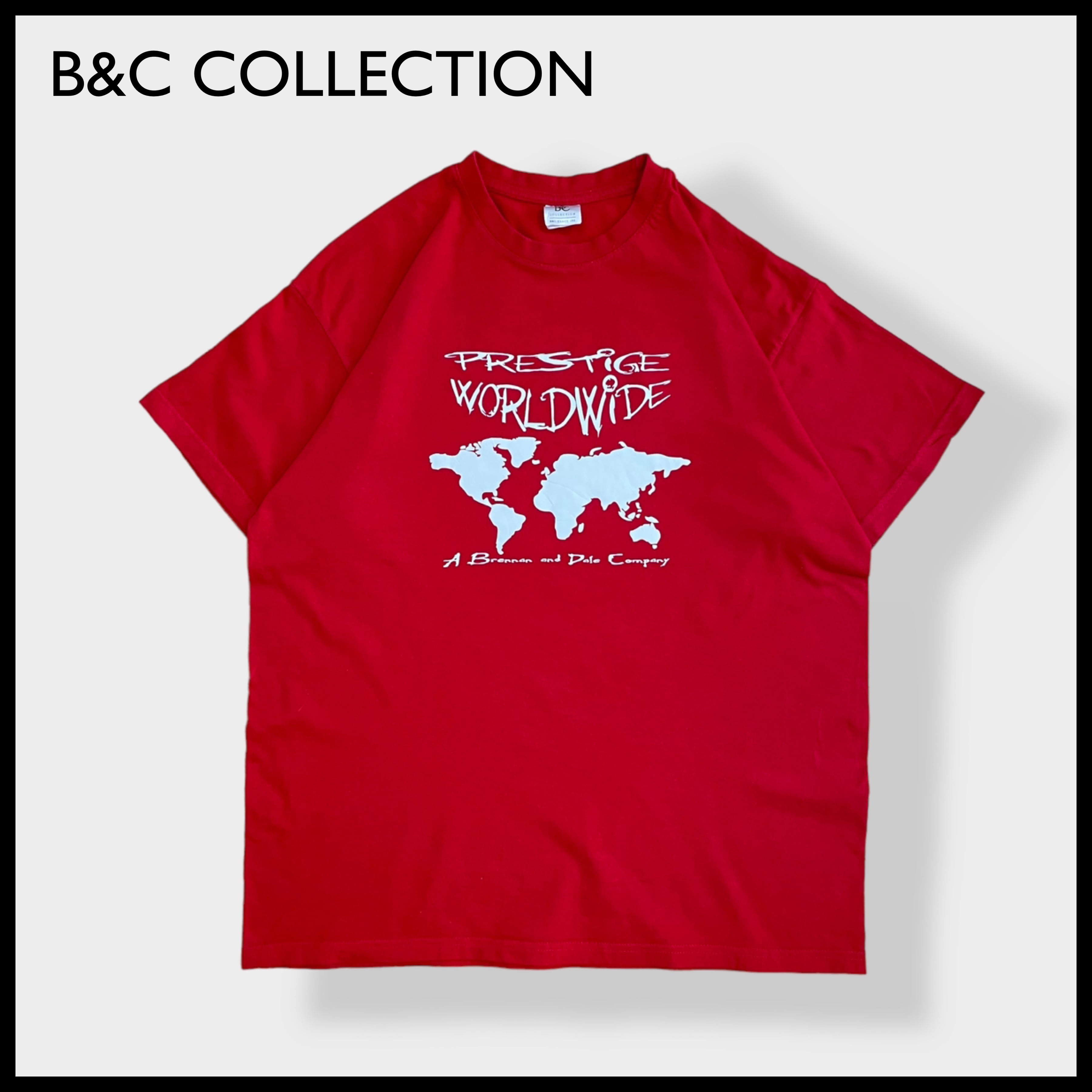 B&C COLLECTION】企業系 企業ロゴ プリント Tシャツ 半袖 LARGE レッド