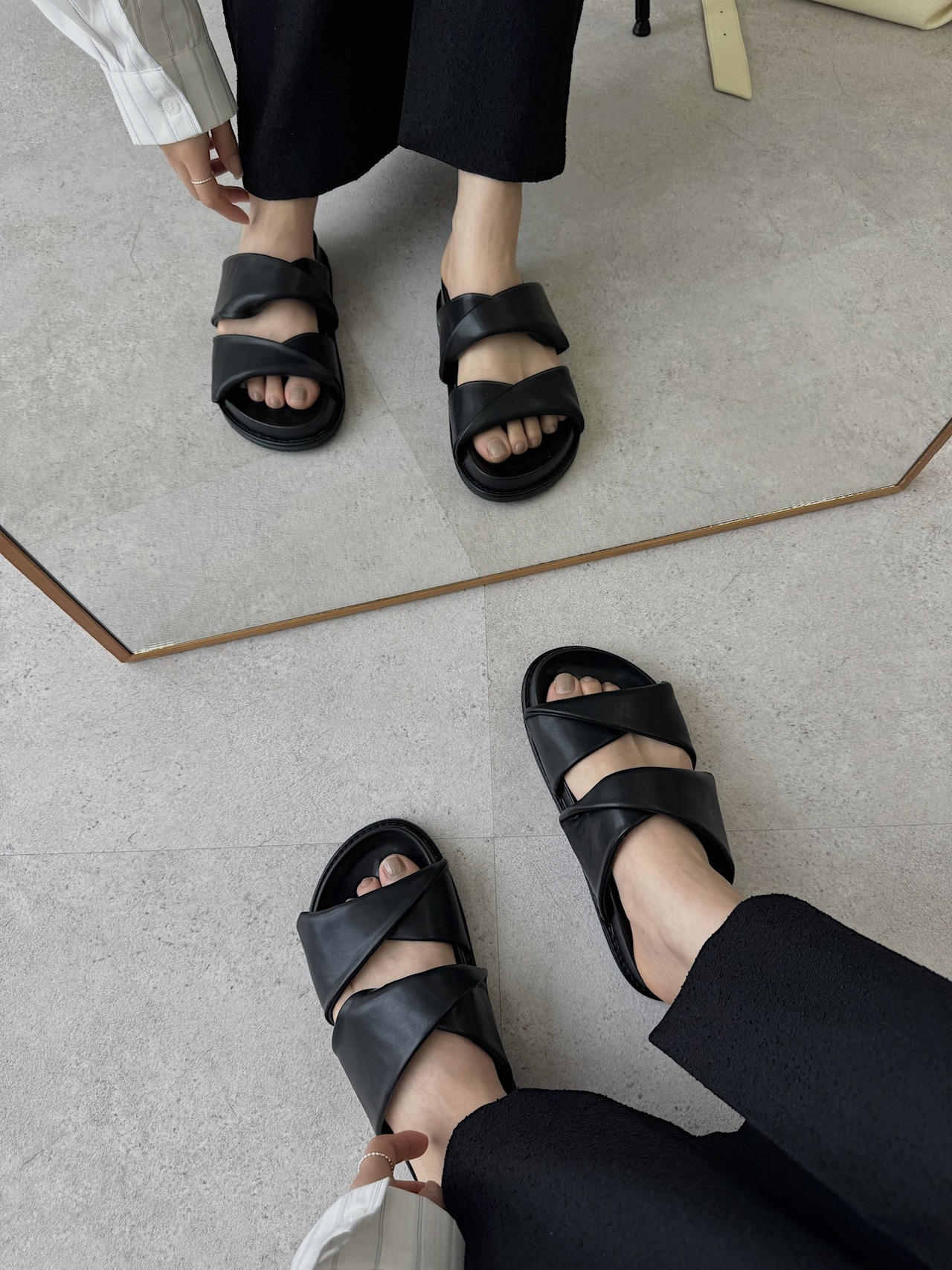 twisted double belt sandal