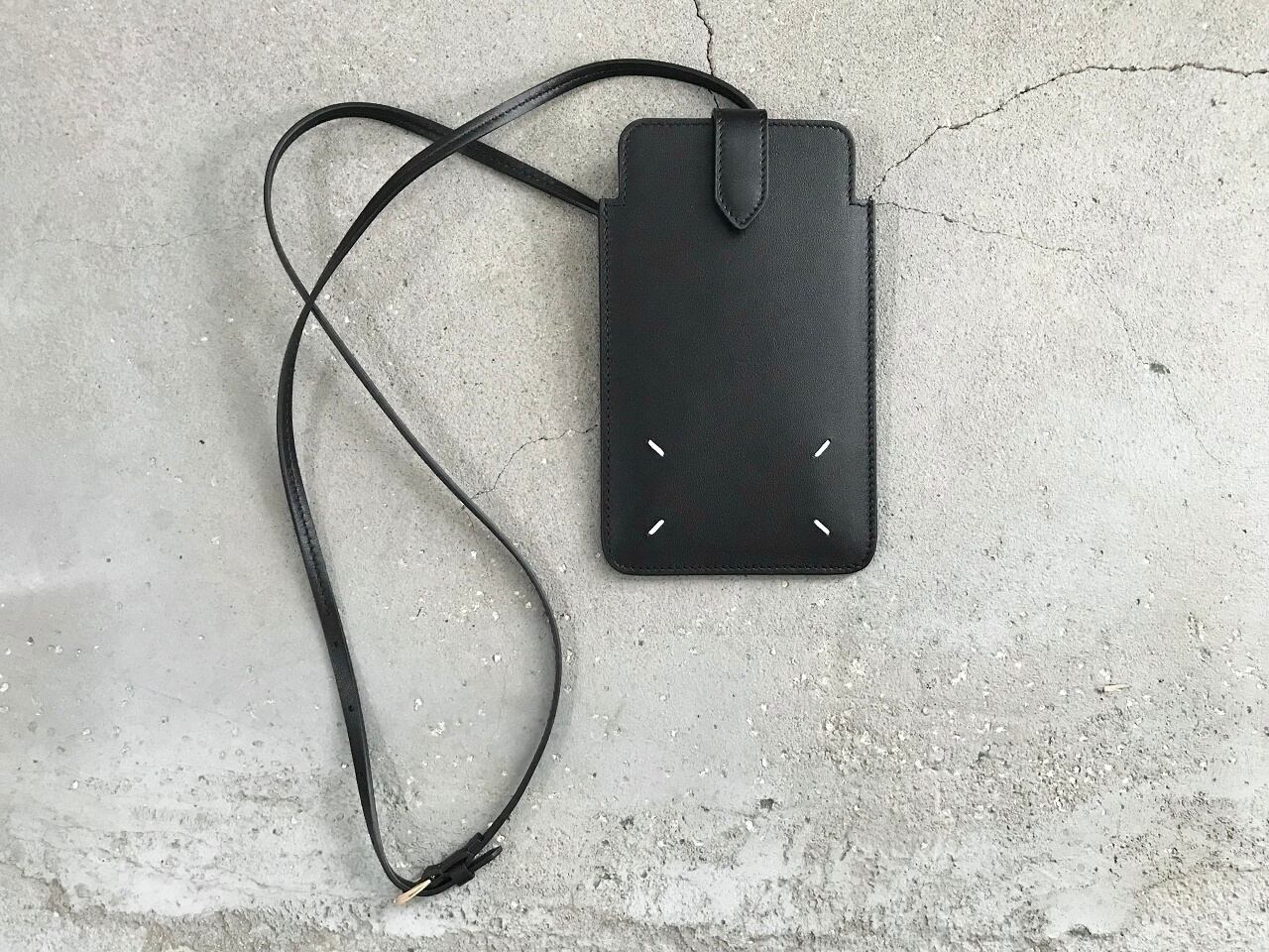Maison Margiela leather shoulder phone pouch BLACK MADE IN ITALY